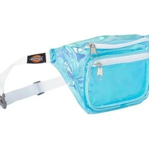 DICKIES Clear Blue Iridescent Holographic Fannypack Belt Bag Retro Travel Bag 90